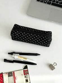 1/2pcs Campus Style Polka Dot Pencil Case/Stationery Storage Bag - Multi-Functional Large Capacity Design, Suitable For Storing Office Supplies, Creative Multi-Purpose Pen Box Or Portable Travel Makeup Bag, Ideal For Students And Adults Daily Use - Multicolor - View 10