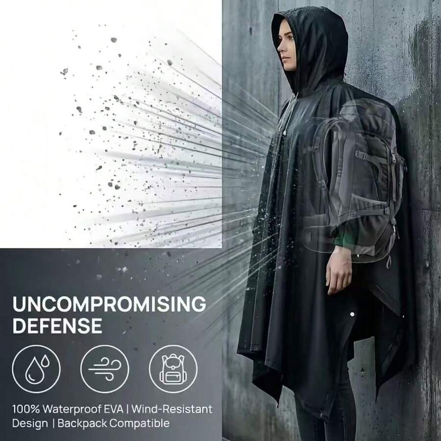 Unisex Long Waterproof Raincoat, Wrap-Around Design, Suitable For Hiking, Fishing, Camping And Other Outdoor Activities - A - View 1