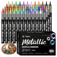 Flysea 48/36/24/12 Colors Direct Liquid Acrylic Paint Markers, Colorful Marker Pens, Coloring Set, Quick Drying, Fade-Resistant, Perfect For Painting, Illustration, Craft Arts, School Back To School Season For Coloring Books And Other DIY Projects, Suitable For Paper, Fabric, Wood, Rock, Plastic, Glass, Ceramic, Pumpkin, Metal, Etc., Easter, Thanksgiving, Halloween, Christmas Gifts And Supplies - Multicolor - View 11