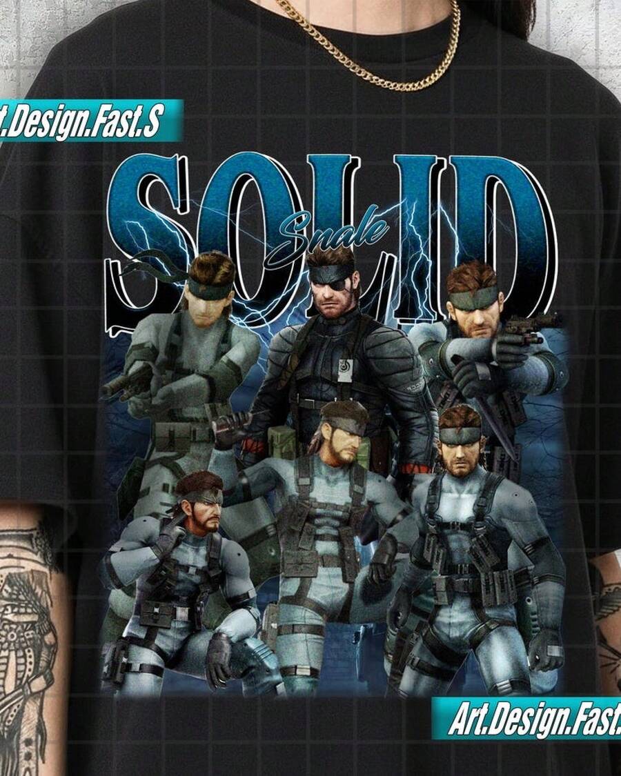 Solid Snake Metal Gear Vintage T-Shirt, Japanese Anime Videogame Shirt Gift For Women And Man Unisex T-Shirt Tops T-Shirt T-Shirts Women's Tops Summer - Black - View 1