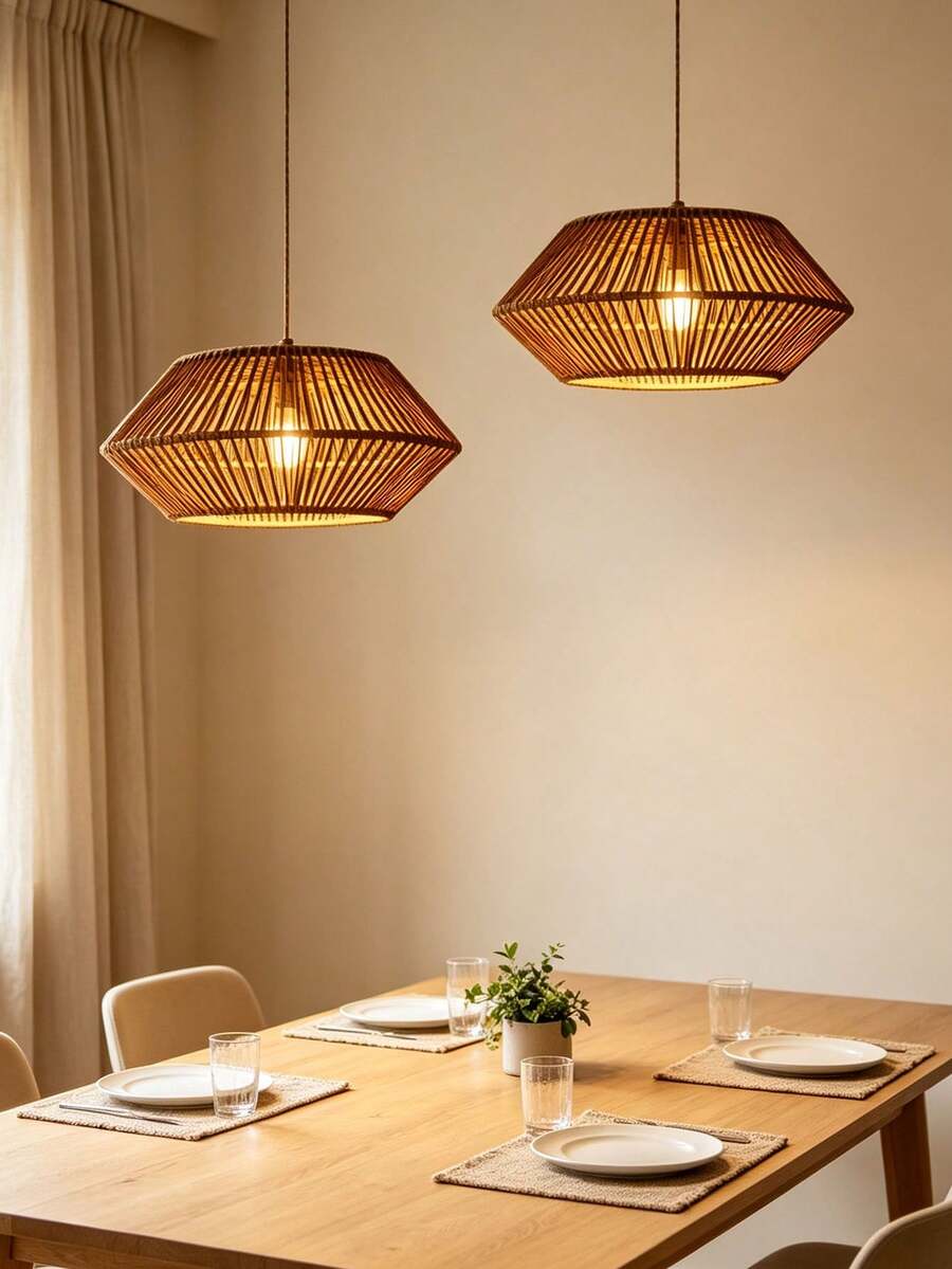 [Pantalla de Lámpara de Cuerda de Papel Creativa] Pantalla de Lámpara de Cuerda de Papel Tejida a Mano, Iluminación Creativa de Alta Gama para Hostales y Hoteles, Luz de Ambiente para Balcón y Comedor - Disco volador plano - Ver 1