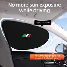 Protetor Solar para Janela Frontal de Carro Tricolor Italiano, Conjunto com 2 Peças, Pode Ser Usado Enquanto Dirige, Não Bloqueia a Visão/Proteção Solar e Isolamento Térmico/Protege o Ambiente Interno do Carro, Acessório de Proteção Contra Escurecimento e Resfriamento do Interior do Carro - 1 par - Visão 1