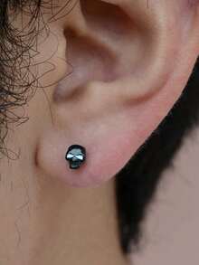 1 Peça Brinco de Pino Punk Gótico Dourado Preto Prata Mini Cabeça de Fantasma Caveira Costas Planas Cartilagem Antitrago Hélice Concha Lóbulo Piercing Joias Masculinas 16 Gauge - Um par de brincos de caveira esférica - Visão 8