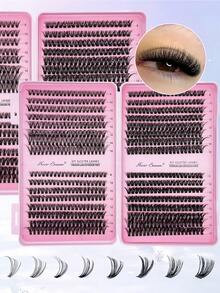 640 Clusters D Curl DIY Eyelash Extensions, 30D+40D+50D+60D Mixed Pack, 8-16mm Mixed Length Natural Fluffy, Long, Lightweight Soft And Reusable, Suitable For Daily, Party, Wedding, Travel And Halloween And Other Occasions - D - View 5