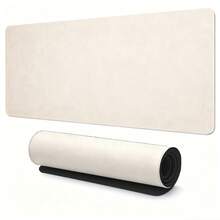 Large Beige Linen Texture Desk Mat, Minimalist Extended Gaming Mouse Pad, Non-Slip Rubber Base Waterproof Keyboard Pad, Stitched Edge Design, Suitable For Office Laptop PC Work - Mouse Pad - View 7