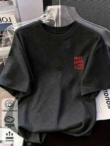 Women's Summer Cotton T-Shirt, Personalized Slogan Print, Casual Loose Fit, Daily And Holiday Casual Wear - Dark Gray - View 6