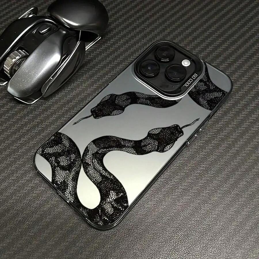[Vitality Phone Case] Custodia per Telefono Vitality Shell Anno del Serpente Nero - Per 11 12 13 14 15 16 16 15 14 13 12 11 Pro Max XS XR X 7 8 Plus SE 12 13 Mini Series - Adatta come Regalo di Natale e Ognissanti per Fidanzata, Fidanzato, Amici - nero traslucido - Visualizzare 1