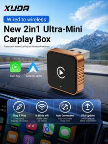 XUDA 新版 CarPlay AI Box Mini Superbox 有線轉無線，無線 CarPlay 與 Android 2合1功能，支援 2.4-5.0 GHz WiFi 5，適用於 99% 配備有線 CarPlay 與 Android 功能的車款 - A - 查看 13