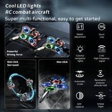 TOKQI Remote Control Drone, Blue/Red Camouflage Coating,SBS Anti-Fall Material,Fighter Jet With Durable Lights,Hover Capability,One-Key Flip/Take-Off/Descend/Hover Functions,For Beginners Indoors/Outdoors/Parties, Multi-Rotor Quadcopter Toy Fighter Plane - View 6