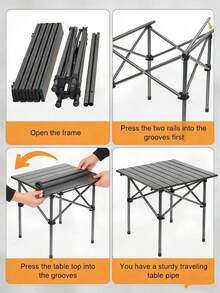 Portable Outdoor Folding Table, Lightweight Aluminum Table With Storage Bag, Suitable For Camping, BBQ, Picnic And Travel - A - View 8