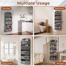 Over-The-Door Hanging Storage Organizer, 5-Tier Hanging Door Storage Bag With 5 Large Capacity Pockets, Anti-Tilt, 44 Lbs Load Capacity, Suitable For Bedroom, Bathroom, Storage Room, Nursery - Dark Grey - View 4