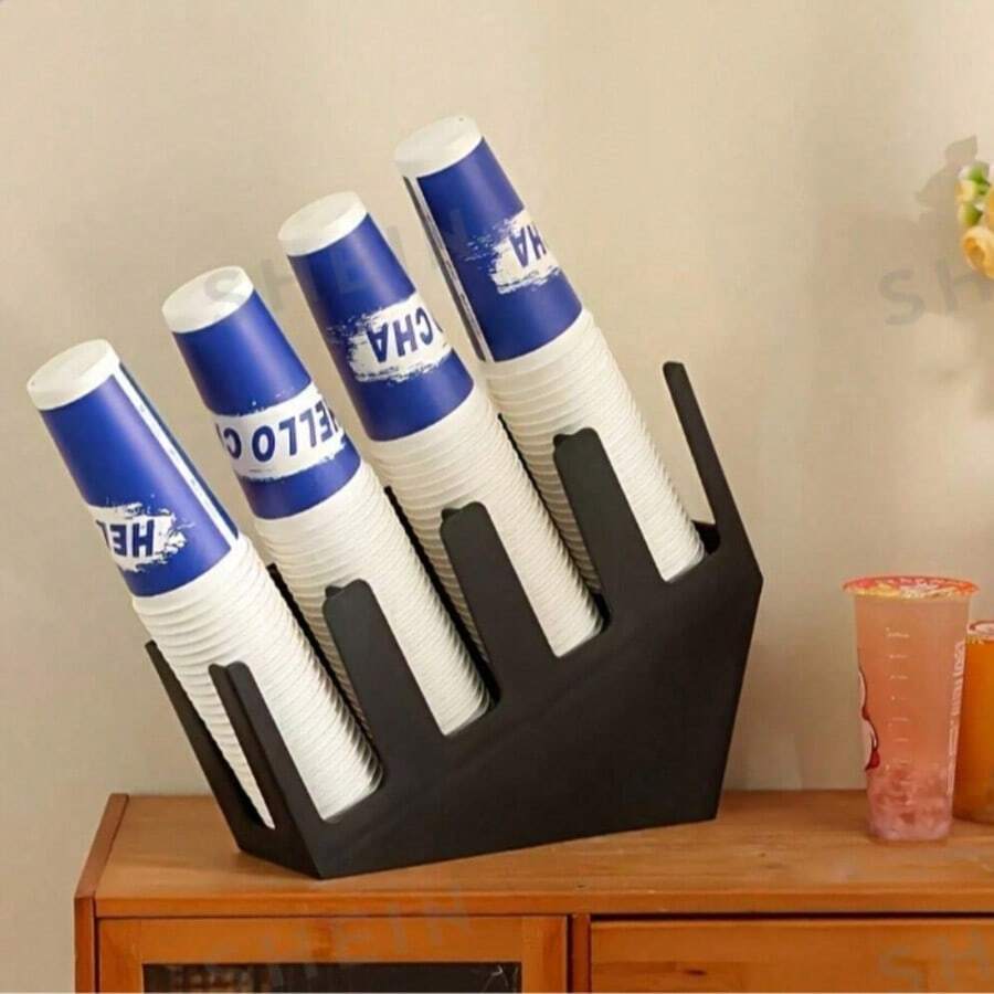 4-Slot Disposable Cup Dispenser, Heavy Duty Cup Holder For Commercial Coffee Shop, Bar And Office - Black Cup Holder - View 1