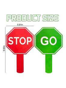 1pc GO/STOP Learning Sign Handheld Teaching Prop, Suitable For Students And Educators, Very Practical Teaching Tool, Double-Sided PVC Handheld Response Card, Applicable For Teacher Classroom Tools, Fun Home Games And Interactive Learning Activities - Sign - View 4