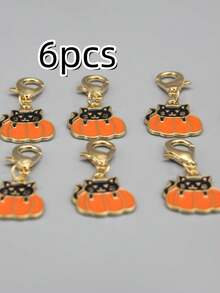 6/10pcs Halloween Pumpkin & Black Cat Keychains, Exquisite Minimalist Fashion - Multicolor - View 12