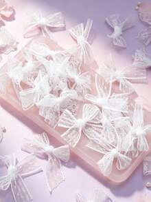 50pcs/20pcs/Lot 5x6cm Elegant Lace Ribbon Bows, Handmade Tied Hair Accessories & Clothing Decor, DIY Sewing Craft Gift Decoration - View 5