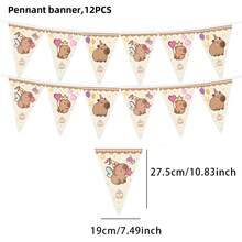 12PCS Capybara Party Decorations Pennant Banner Theme Triangle Flags Garland Banner Outdoor Indoor Home Adorable Dolphin Birthday Party Decorations Supplies - Capybara - View 8