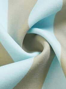 Grün gestreiftes Maxikleid, Damen Rüschen Stehkragen ärmellos geraffte Taille fließend A-Linie Sommerurlaub Sommerkleid - Verschiedenfarbig - Übersicht 6