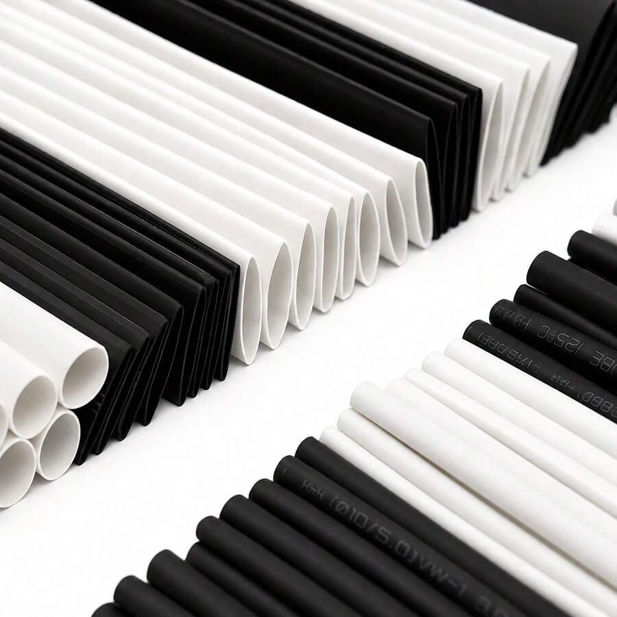 127pcs Black White Heat Shrinkable Tube 3 1 Scale Car Cable Sleeving Winding Kit, Data Cable, Cable Sleeving - 127-piece Black and White Set (bagged) - View 1