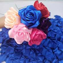 100pcs Semi-Finished Handmade Satin Rose Petals, Suitable For DIY Eternal Rose Bouquets, Reduce Handmade Costs, Easy Assembly, Reduce Repetitive Labor, Improve Floral Production Efficiency, Perforated And Heat-Pressed Styles Randomly Shipped - Petal - View 8