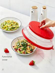 Silicone Microwave Splash Guard Cover, Large With Handle, Food & Fruit Strainer Lid, Microwave Cover, Kitchen Utensils, Kitchen Tools, Wedding Christmas Birthday Table Decor, Meal Prep Kitchen Gadget - Multicolor - View 10