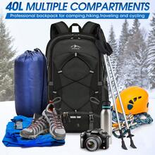 Wanderrucksack Herren Damen 40L Wasserdichter Rucksack Groß Faltbarer Trekkingrucksack Leicht Reiserucksack Für Klettern Bergsteigen Reisen Schwarz - Schwarz - Übersicht 6