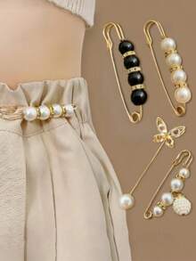 4pcs/Set Aluminum Alloy Waist Belt And Pin Set, Modern Rhinestone And Butterfly Decoration, Home Waist Clothing Accessories, Suitable For Women And Girls To Tighten Waist And Decorate - Multicolor - View 1