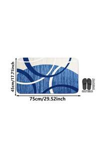 1pc/3pcs Blue & White Abstract Line Pattern Flannel Printed Bathroom Mat, Washable Polyester Fiber Decorative Rug, Soft Skin-Friendly Thick Absorbent Mat, Foldable Easy Care Mat, Available In Bath Mat, U-Shaped Mat, Toilet Lid Cover, Suitable For Bathroom Shower Area, Toilet Washroom, Living Room, Indoor Entrance, Home Use, Home Bathroom Decor Carpet, Multi-Purpose Mat, All-Season Wear-Resistant Mat, Decorative Bathroom Mat - Multicolor - View 11