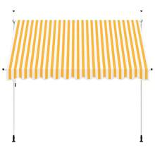 vidaXL Retractable Awning, Hand-Operated, Water-Repellent, Sun Protection, Clamp-On Awning For Balcony, Patio, Garden, 300cm, Yellow, Orange And White Striped - Orange and White - View 6
