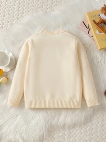 Sweater Lengan Panjang Kerah Bulat Kasual untuk Anak Laki-laki, Musim Gugur/Musim Dingin - Aprikot - View 2