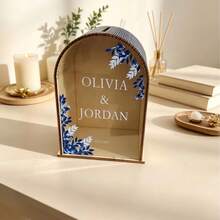 High-Quality Wooden Wedding Blessing Card Gift Box, Arch-Shaped Wedding Reception Party Decoration Ornament - 1PC - View 4