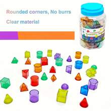 Transparent Geometric Shapes Children's Set, 3D Shape Math Teaching Aids, With Storage Jar, Colorful Educational Blocks, Suitable For Children's Learning, STEM Toy Gift, Suitable For Boys And Girls - Multicolor - View 5