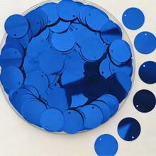 6-65mm Single-Hole Round PVC Sequin DIY Jewelry Clothing Decoration Glitter Pendant - Blue Sequins - View 8
