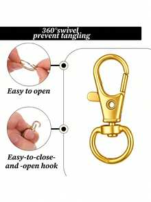 70/140/280/560pcs Keychain Making Material Set - 40 Swivel Clasps, 10 Key Rings, 50 Open Rings, DIY Keychain Craft Tools (Gold/Silver) - Multicolor - View 6
