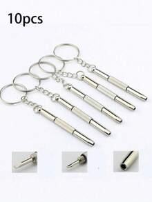 5/10/50pcs Multi-Function 3-In-1 Eyeglass Screwdriver Set, Repair Tool, Portable Mini Screwdriver, Men's Tool - Silver - View 9