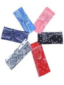 1pc Vintage Paisley Pattern Headband, Bohemian Retro Cashew Paisley Wide Headband Sweat-Absorbing Anti-Sweat Yoga Sports Headband Girl Hair Accessory, Yoga Headband, Sports Headband, Hair Tie, Floral Print Pattern, Floral Vine, Curly Leaf, Cashew Flower, Fashionable Versatile, Suitable For Multiple Occasions, High Elasticity, Wide Edge, Suitable For Outdoor Sports, Yoga, Running, Casual Travel And Other Hair Fixing Decoration. - Multicolor - View 9