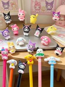 SANRIO 3/6/12pcs Economic Pencil Caps Set, Say Goodbye To Broken Pencil Lead, Prevent Pencil Case Staining, Creative Eye-Catching Student Pencil Caps, Detachable Design, Suitable As Gifts For Family, Friends, Colleagues, Perfect For Graduation Season, Independence Day, Back To School - A - View 2