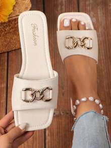 Women's Flat Slippers Sandals Flip Flops House Slippers Outdoor Slippers Beach Shoes Summer - Beige - View 1