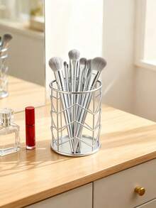 Metal Hollow Pen Holder Makeup Brush Holder For Makeup Brush Stationery For Desk Office Home School Storage And Organization Basket Multifunctional Storage Rack Back To School Dorm Room Essentials College Bathroom Accessories Home Decor - Multicolor - View 9