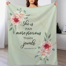 Bible Verse, She Is Far More Precious Than Jewels Throw Blanket Winter Beds Softest Sofa Quilt Warm For Winter Blankets - Black - View 10