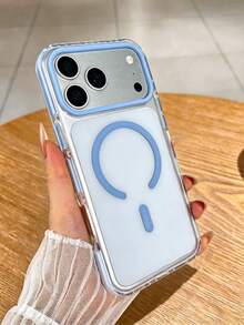 Koolife 1件磁吸高畫質手機殼，TPU+PC材質，按鈕，彩色側面鑲嵌，鏡頭凸起保護，支持無線充電，防摔保護殼，適用於 iPhone 18 Pro/18 Pro Max/17/17 Pro/17 Pro Max/16/15/14/13/12 Pro Max - 遠峰藍 - 查看 2