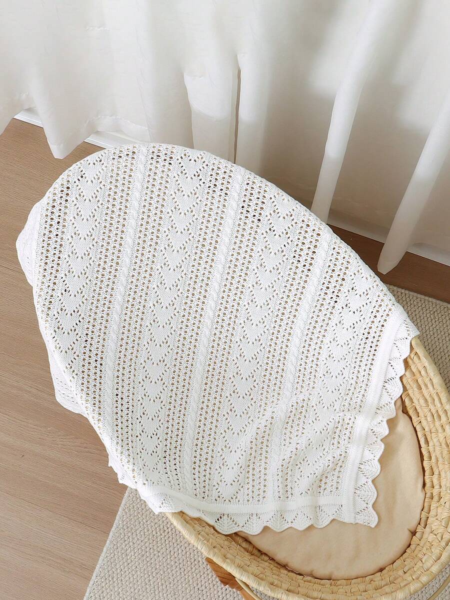 Spring/Summer Baby Blanket, Purple Hollow Lace Edge Baby Girl Newborn Swaddle Blanket, Stroller Blanket, Children Blanket, Baby Essential - White - View 1
