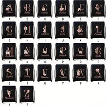 Custom Name Drawstring Backpack School Bag Double Shoulder Pocket Sports Gym Bag 26 Initial Letter - Multicolor - View 5