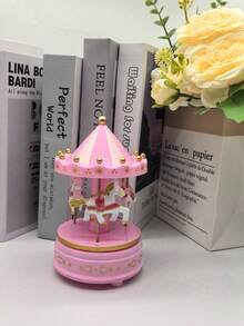 1pc "Castle In The Sky" Rotating Carousel Music Box, Creative Wind-Up Gift, Suitable For Couples, Birthday/Home Decor - A - View 11