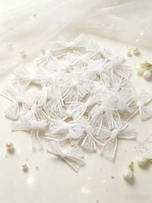 50pcs/20pcs/Lot 5x6cm Elegant Lace Ribbon Bows, Handmade Tied Hair Accessories & Clothing Decor, DIY Sewing Craft Gift Decoration - View 16