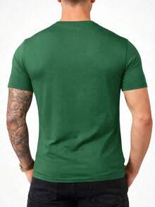 Men's Basic T-Shirt, Plain Cotton, Premium Peruvian Knit - 綠色 - 查看 4