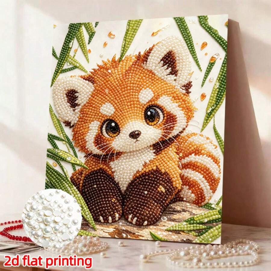 New Pearl Painting Red Panda DIY Handmade Pearl Painting, Suitable For Home And New Home Decor, A Gift For DIY Enthusiasts To Give To Friends, Frameless Diamond Painting Set. - Sets - View 1