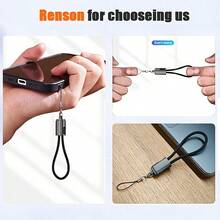 ASUS USB-C 至 USB-C Keychain Short Cable – 8-Inch Braided Emergency Charger with Zinc Alloy Metal Housing – Compact USB-C Cable for MacBook, iPhone 17 Pro Max, Android – Sleek Gift-Ready Design - 黑色 - 查看 5