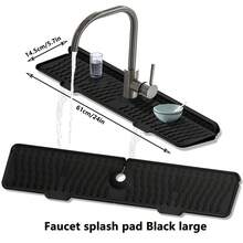 Innovative Silicone Faucet Splash Guard Mat, Self-Draining Sloped Design, Non-Slip Wavy Texture Sink Mat, Grey Countertop Protection Pad, Can Hold Soap And Cleaning Sponge, Fast Drainage Design, Practical Kitchen Tool, Suitable For Home, Travel And Cruise Use, Daily Home Essential - Multicolor - View 18