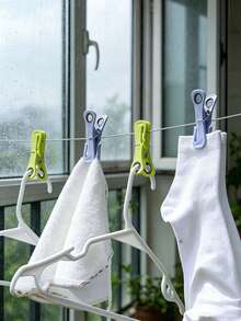 1/36pcs Heavy Duty Windproof Clothes Pegs, Durable Plastic Laundry Clips, Modern Green, Yellow, Blue, White Strong Grip Towel Clips With Hook Design, Multi-Purpose Non-Slip Clothespins For Outdoor Drying, Home, Balcony And Travel - Multicolor - View 6