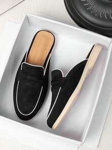 Flat Slip-On Loafers 2027 Summer New Men's Closed-Toe Mule Sandals Casual Comfortable Slippers Plus Size Men's Shoes 44-46 - Black - View 2